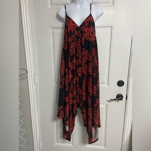 2- Red-Black Tropical Harem Jumpsuit